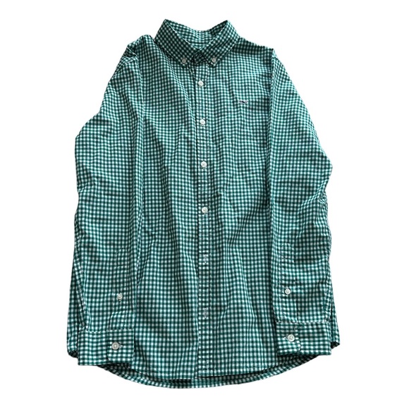Vineyard Vines Other - Vineyard Vines Gingham Green White Plaid Check Shirt Preppy Boys 16